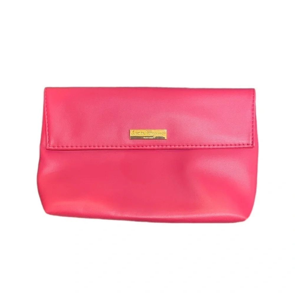 Salvatore Ferragamo LEATHER VANITY CASE Pink Travel Cosmetic Bag